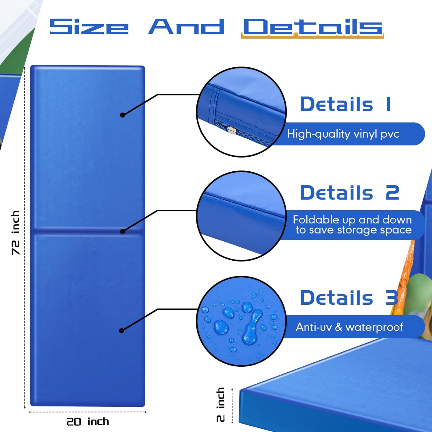 liliful gym wall padding protection wall pad durable waterproof gym basketball court protectors with double sided tape for garage basement taekwondo safety(72 x 20 x 2,blue,1 pcs) 72 x 20 x 2" blue 1