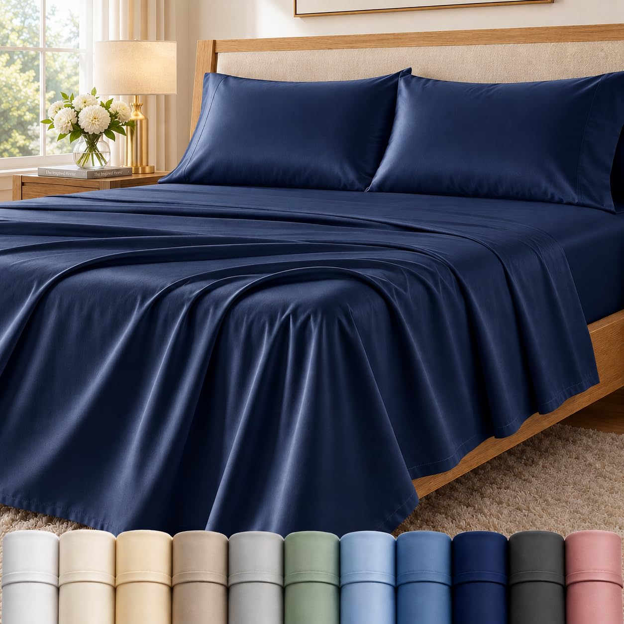 French Blue Queen Sheet Set - 400 Thread Count -21 French Blue Queen Sheet Set - 400 Thread Count -21
