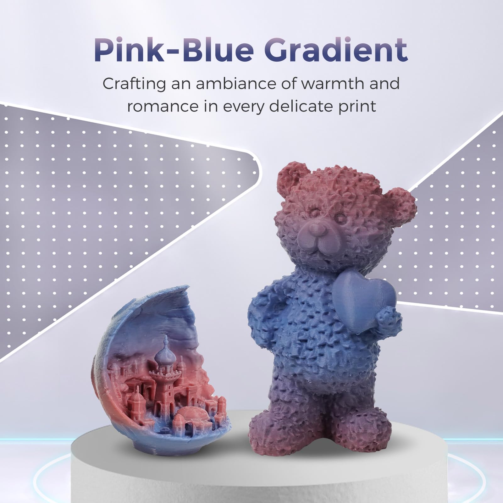 FLASHFORGE Filamento per stampante 3D 1,75 mm, filamenti per stampante 3D 1 kg di bobina - precisione dimensionale +/- 0,02 mm, ecologico, senza fumo e senza odore (rosa e blu, PLA)