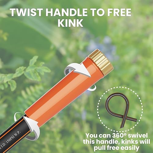 Miniatura 7 de Giraffe Tools Manguera de jardín de 12 pies x 34 pulgadas, manguera de agua resistente, flexible, manguera ligera híbrida con mango giratorio,