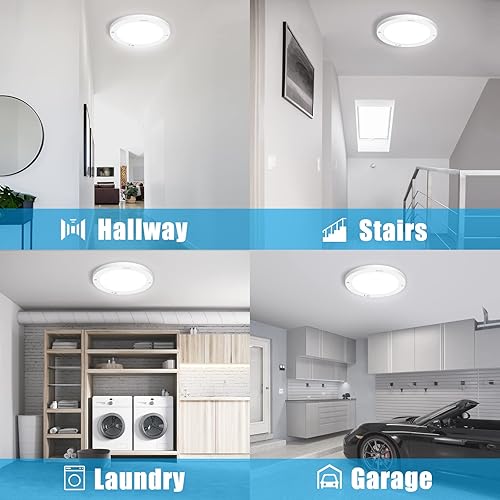 Miniatura 5 de Youtob Lámpara de techo LED con sensor de movimiento de 15 W, 1200 lúmenes, montaje empotrado, accesorio de iluminación redondo para interiores,