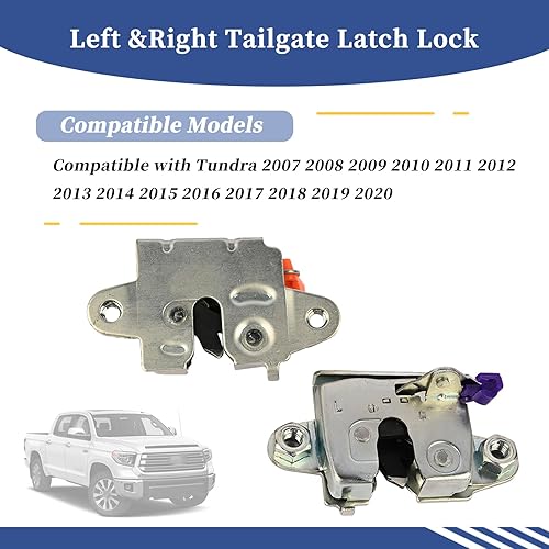 Miniatura 2 de Cerradura de pestillo de puerta trasera izquierda y derecha compatible con Tundra 2007 2008 2009 2010 2011 2012 2013 2014 2015 2016 2017 2018 2019