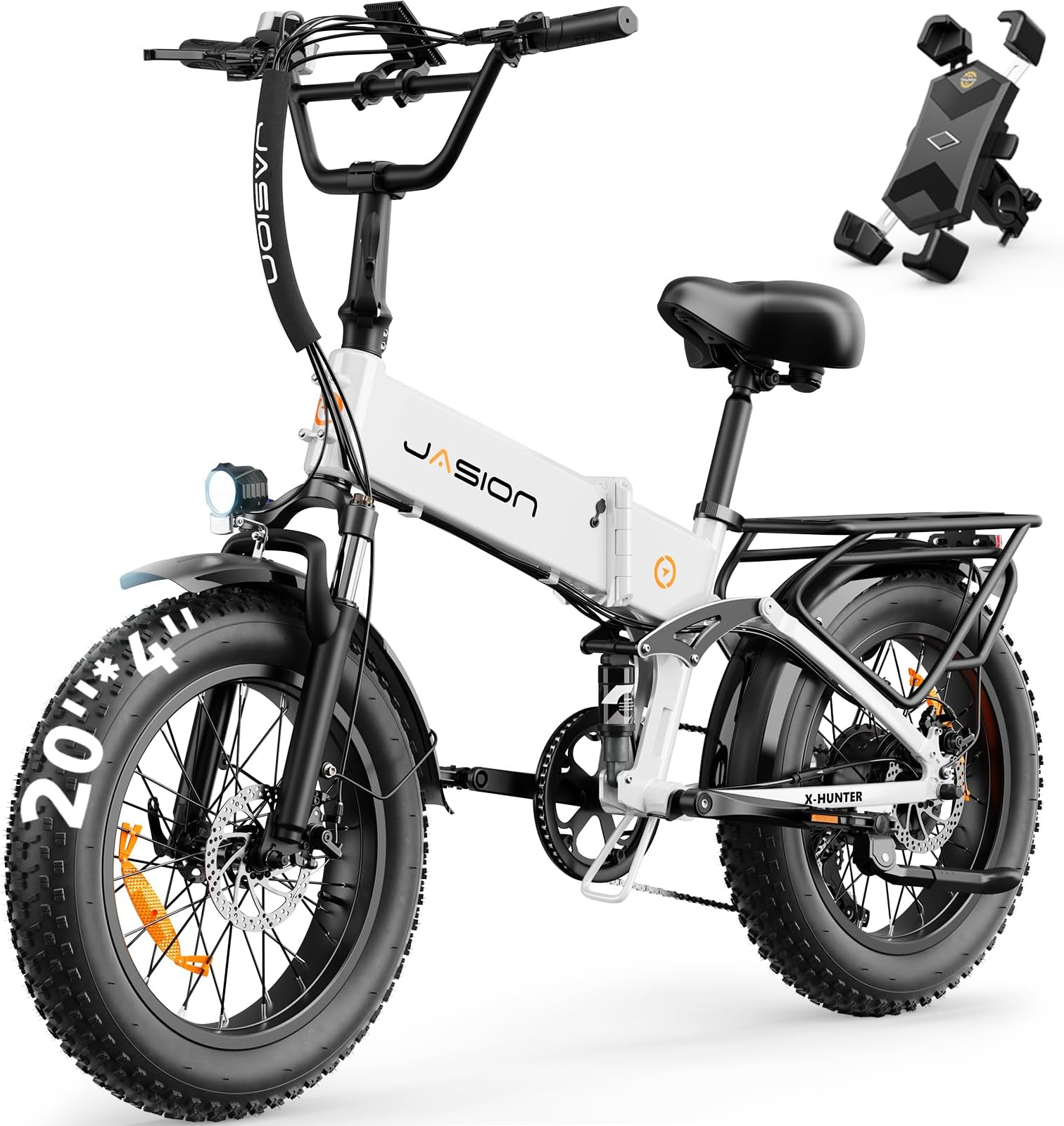 Jasion X Hunter&PRO Electric Bike for Adults,1800W/1400W Peak 20''Fat Tire Foldable Ebike,Folding E Bike Up to 80+/70+ Miles Range,720/624WH Removable Battery,30+MPH E Bike,Certified by UL2849