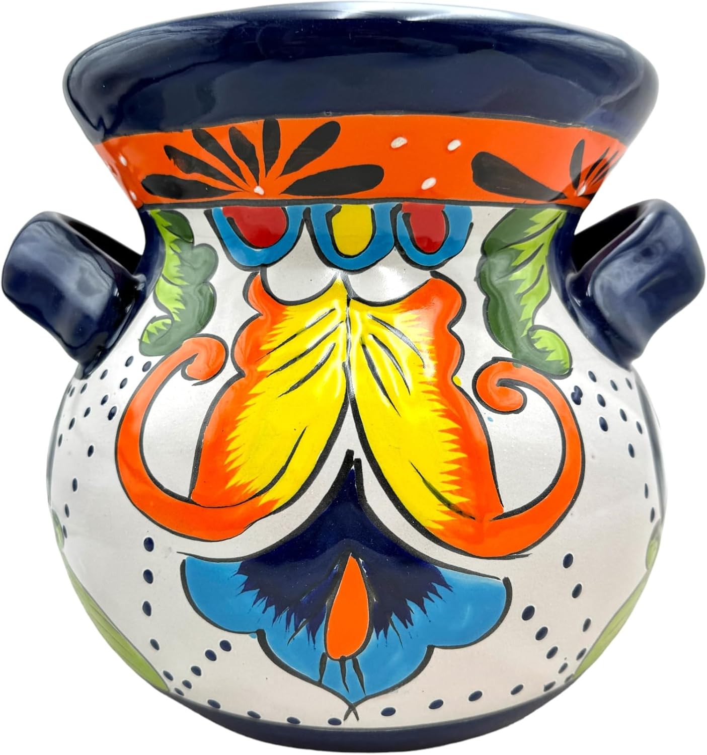 Talavera Michoacana Planter Flower Pot Folk Art Mexican Pottery Ceramic Vase Garden Hand Painted Outdoor Indoor Multicolor Home Decor Handmade 12 (Multi 11)