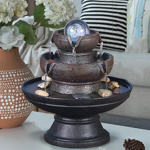 Miniatura 3 de BONAD Fuente de interior, fuente de mesa, decoración del hogar, fuente de agua, bola Fengshui, accesorios creativos de escritorio, relajación