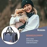 Sac de transport en tissu denim, ENSOBO Sac de transport pour chats et petits chiens 20 C'est vrai. TSA Transporteur de voyage pour animaux de compagnie approuvé avec deux sacs latéraux plus gros, bandoulière pour le transport, Denim Blue