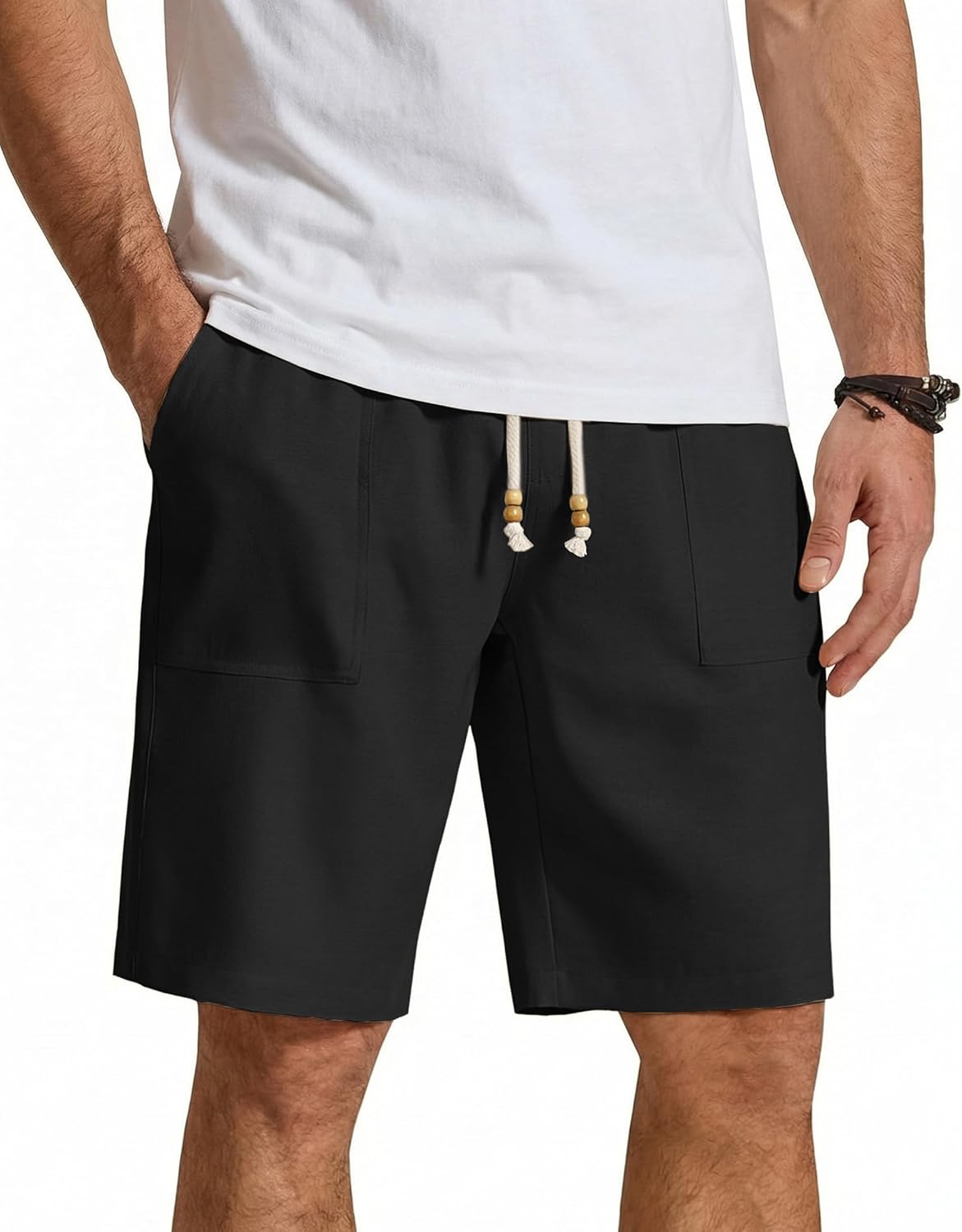 COOFANDY Men's Ultra-Light 9" Summer Shorts Casual Drawstring Linen Shorts with Pockets
