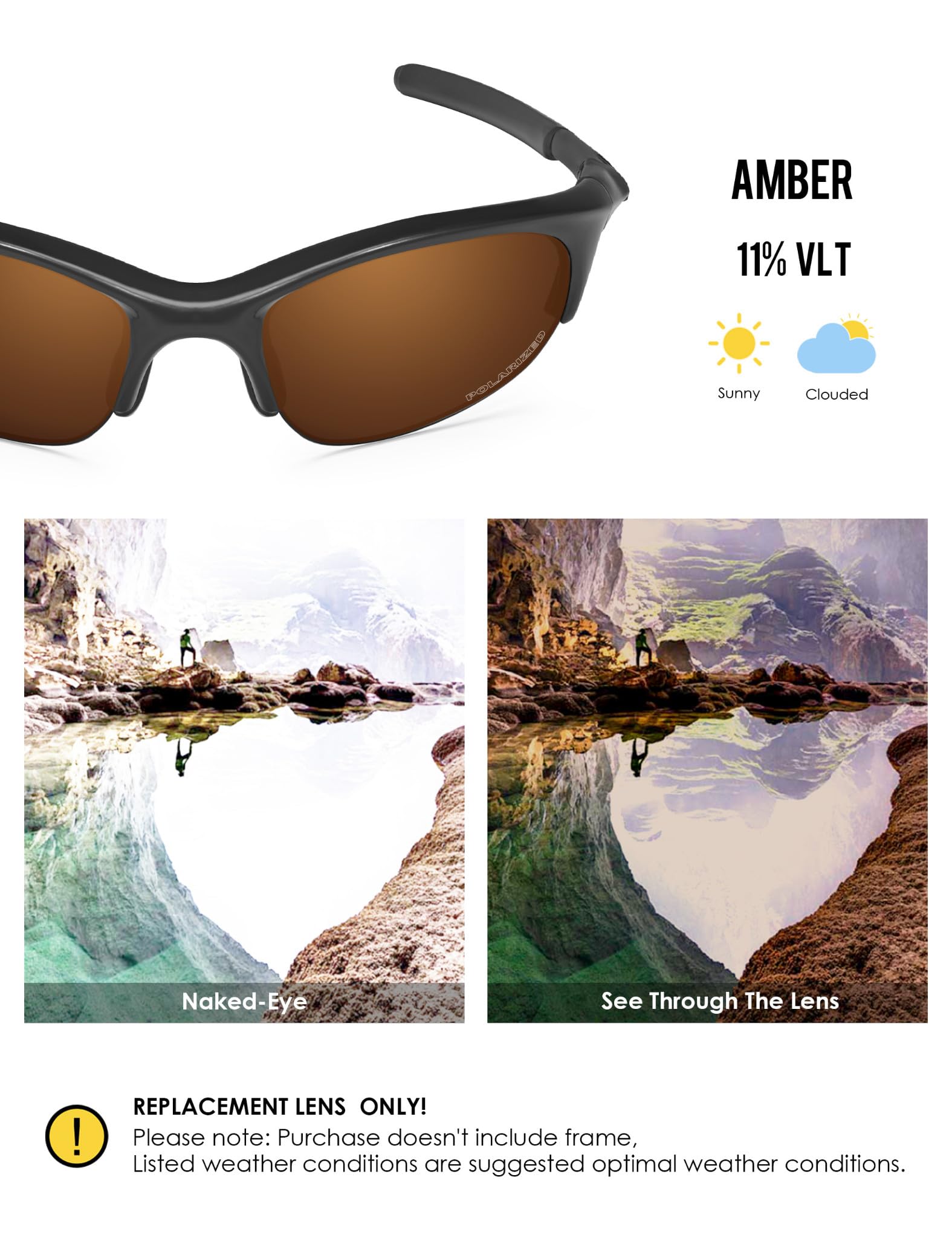 BlazerBuck Anti-salz Polarisierte Ersatzgläser für Oakley Half Jacket - Bernstein