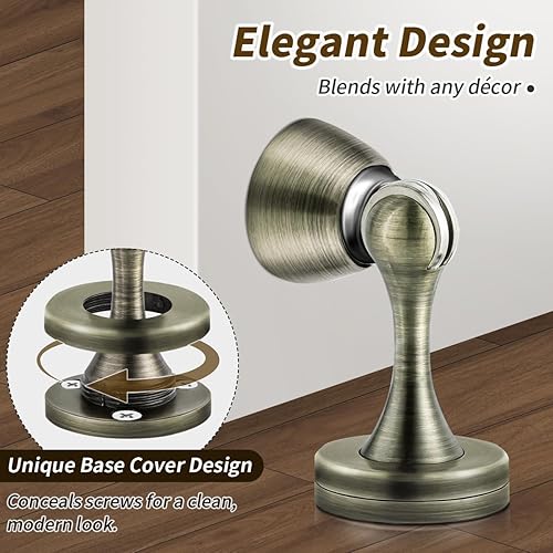 Vista 78 de KOLAKO Topes de puerta, topes de puerta magnéticos, montaje en pared en el suelo, soporte de puerta magnético resistente, cierre suave, tope de Gris