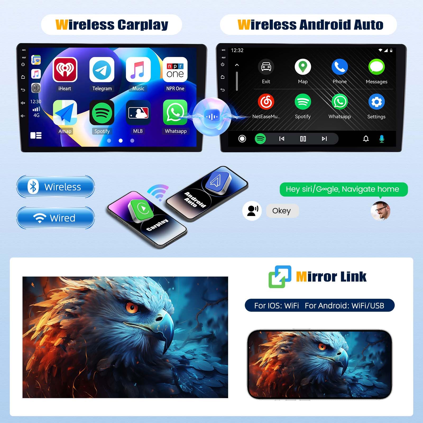 SIXTOP 4+64G Android 13 Autoradio für Renault Clio 3 2005-2014 Carplay Android Auto Autoradio Mit Bildschirm 9 Zoll mit Mirror Link Bluetooth FM RDS GPS WiFi SWC EQ+Rückfahrkamera & Mic