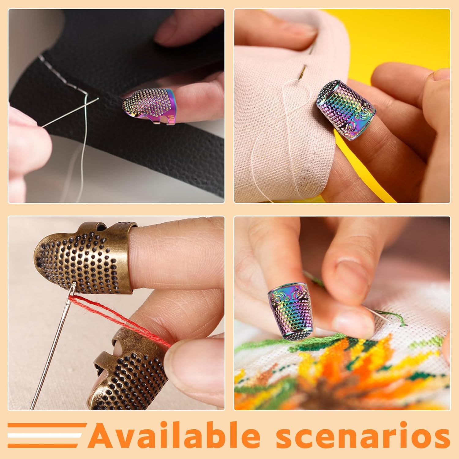 ZMAAGG Thimbles for Hand Sewing, Sewing Thimble, Metal Thimbles for Hand Embroidery, Needlework, Hand Sewing Craft