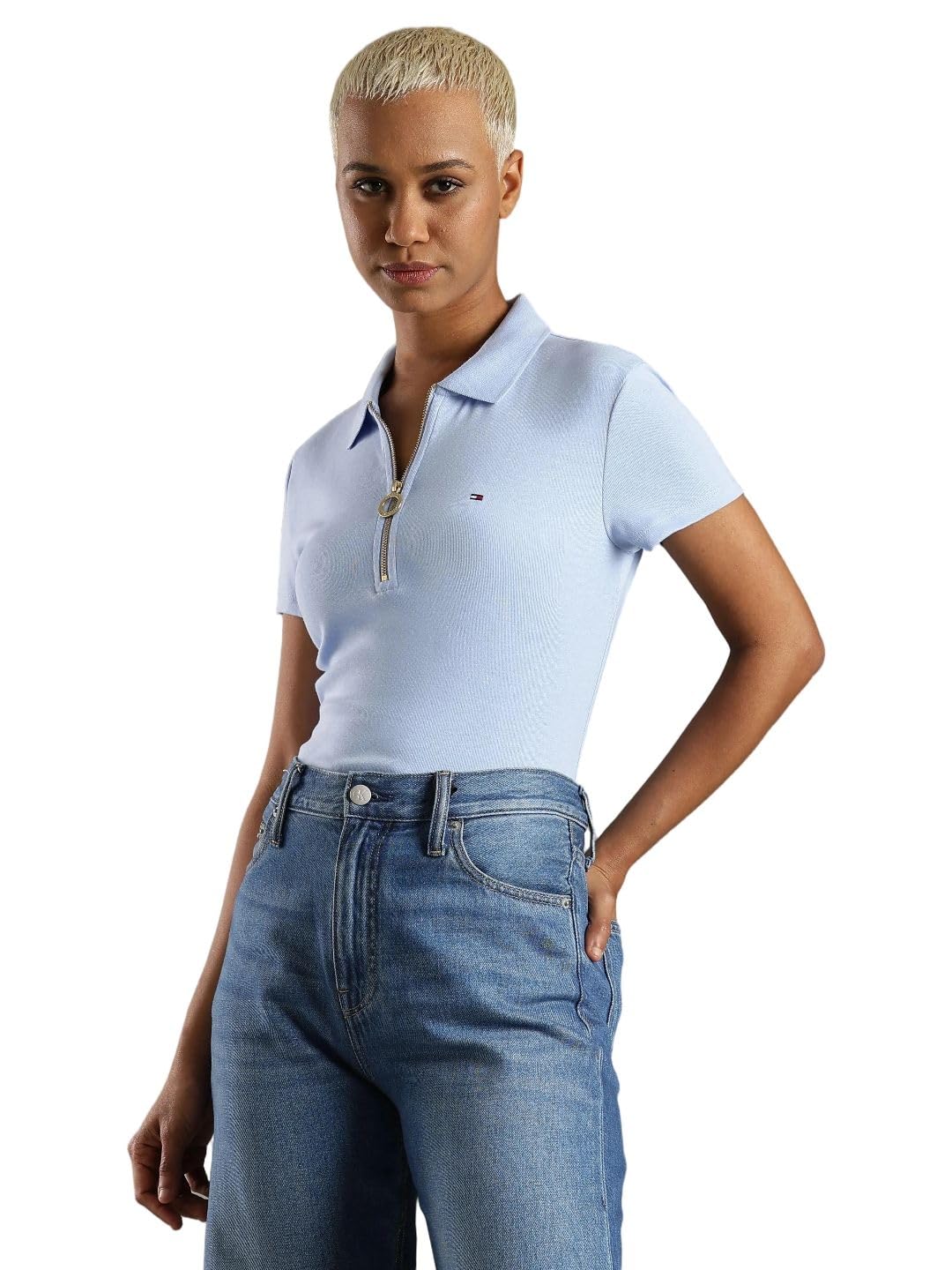 tommy hilfiger Solid Slim Fit Cotton Polo T-Shirt-picture-36