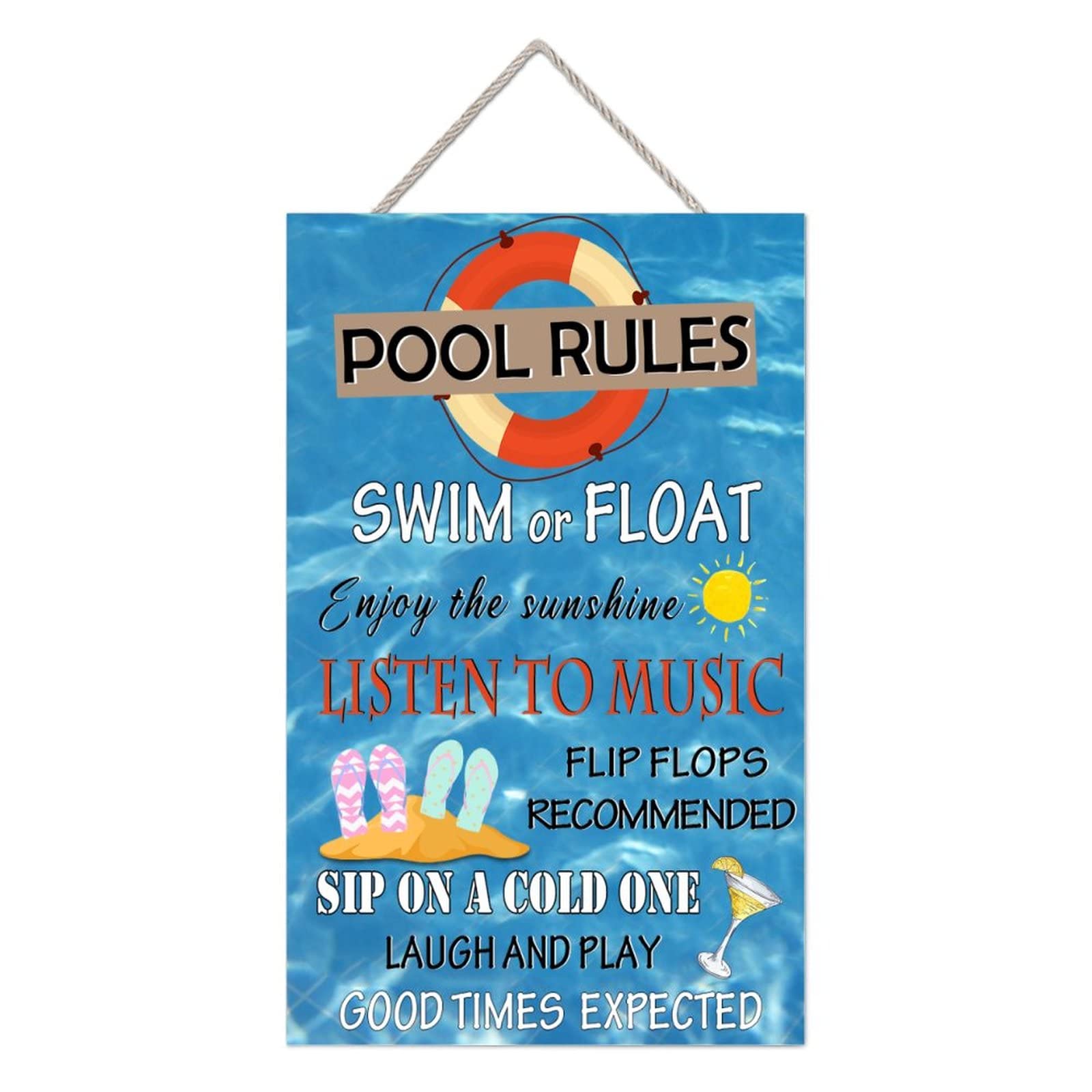 MISSUYSA Pool Rules Sign Vintage Funny Swimming Pool Rules Wood Plaque Wall Hanging Sign Decoration Outdoor Swimming Pool Decor Sign 10x16 inch
