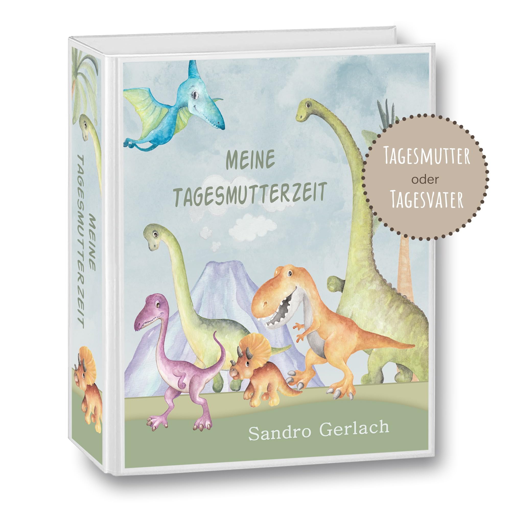 Kindergarten Ordner personalisiert mit Namen und Wunschtext Dinos A4 - Meine Kindergartenzeit Kindergartenordner Portfolioordner Sammelordner Dinosaurier Junge Mädchen Blau