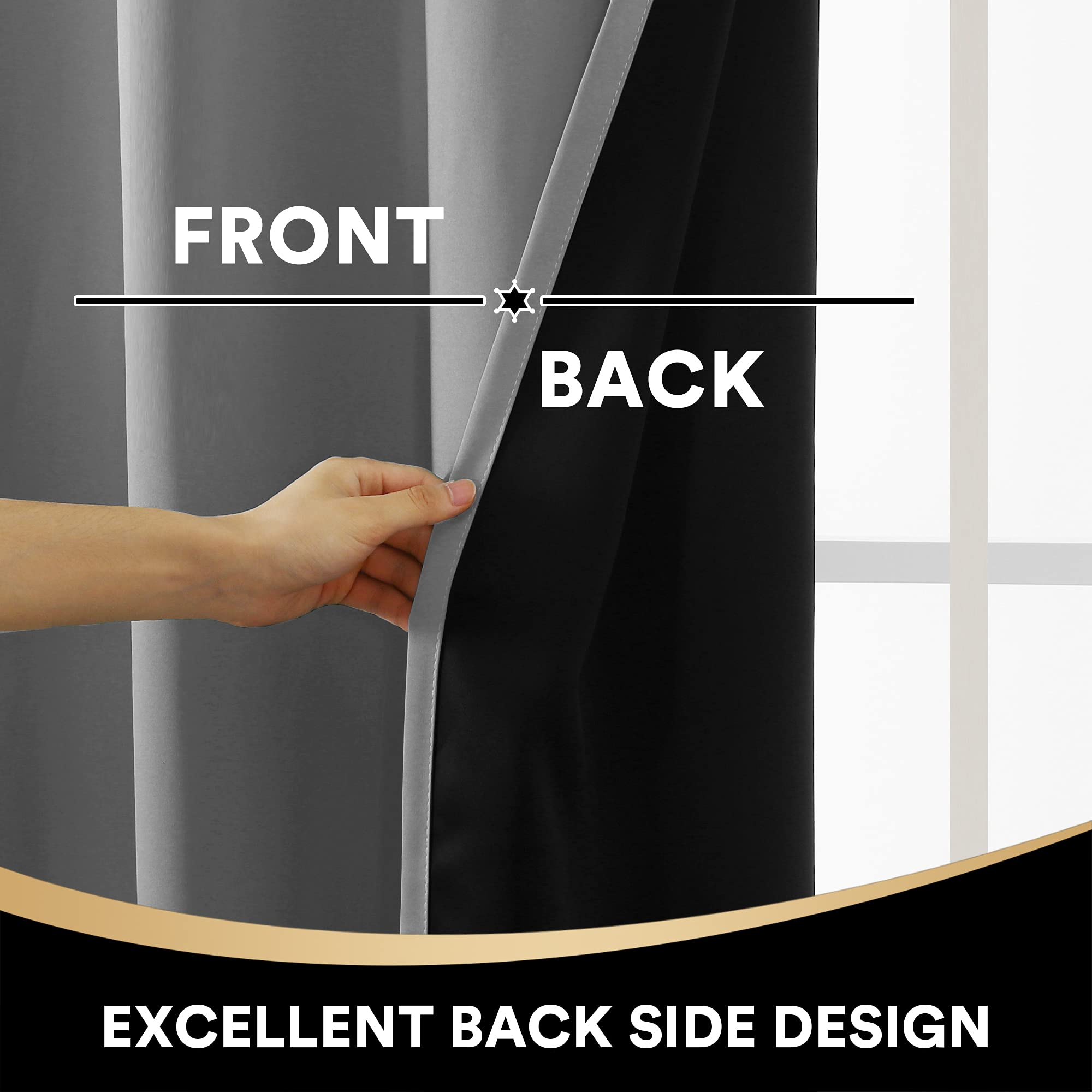 H.Versailtex Blackout Curtains,Energy Saving Blackout Curtains Eyelet for Living Room Bedroom,46 x 72 Inch,2 Panels,Light Grey - Image 3