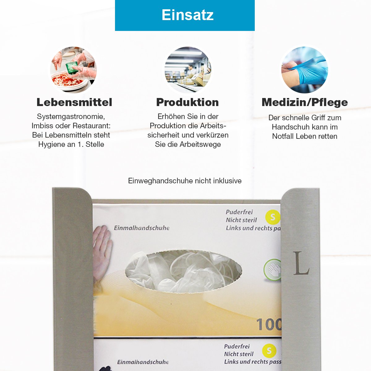 Handschuh-Spender Edelstahl Für 3 Boxen (39 x 25.5 x 9.8) Silber