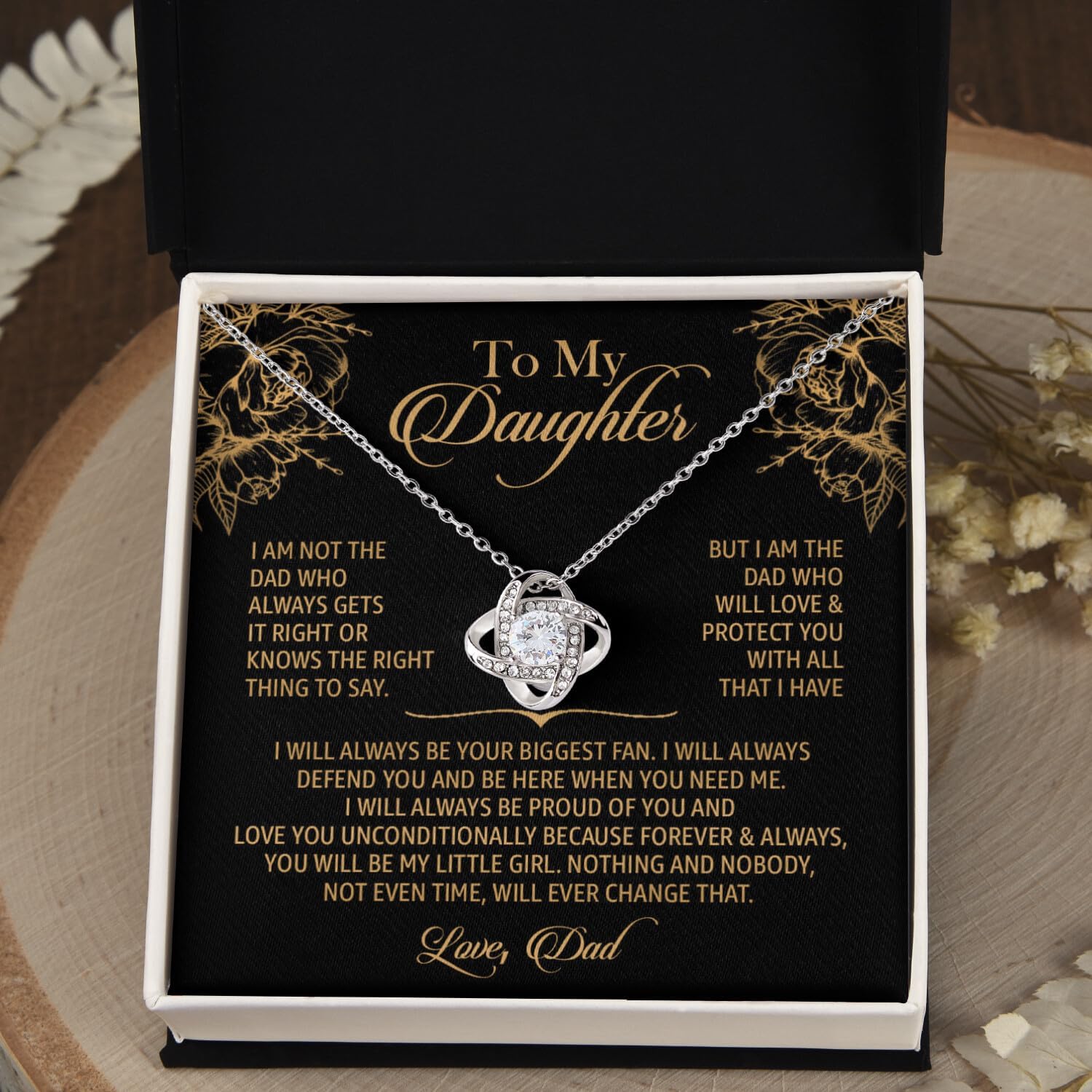 To My Daughter Necklace from Dad with Heartfelt Message & Elegant Box, Daughter Jewelry with Inspirational Message Card from Mommy And Daddy Necklace Birthday Christmas Gifts - Image 2