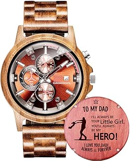 WASTIME Wooden Watch for Men Women, Stylish Chronograph Military Casual Calendar Wood Watches