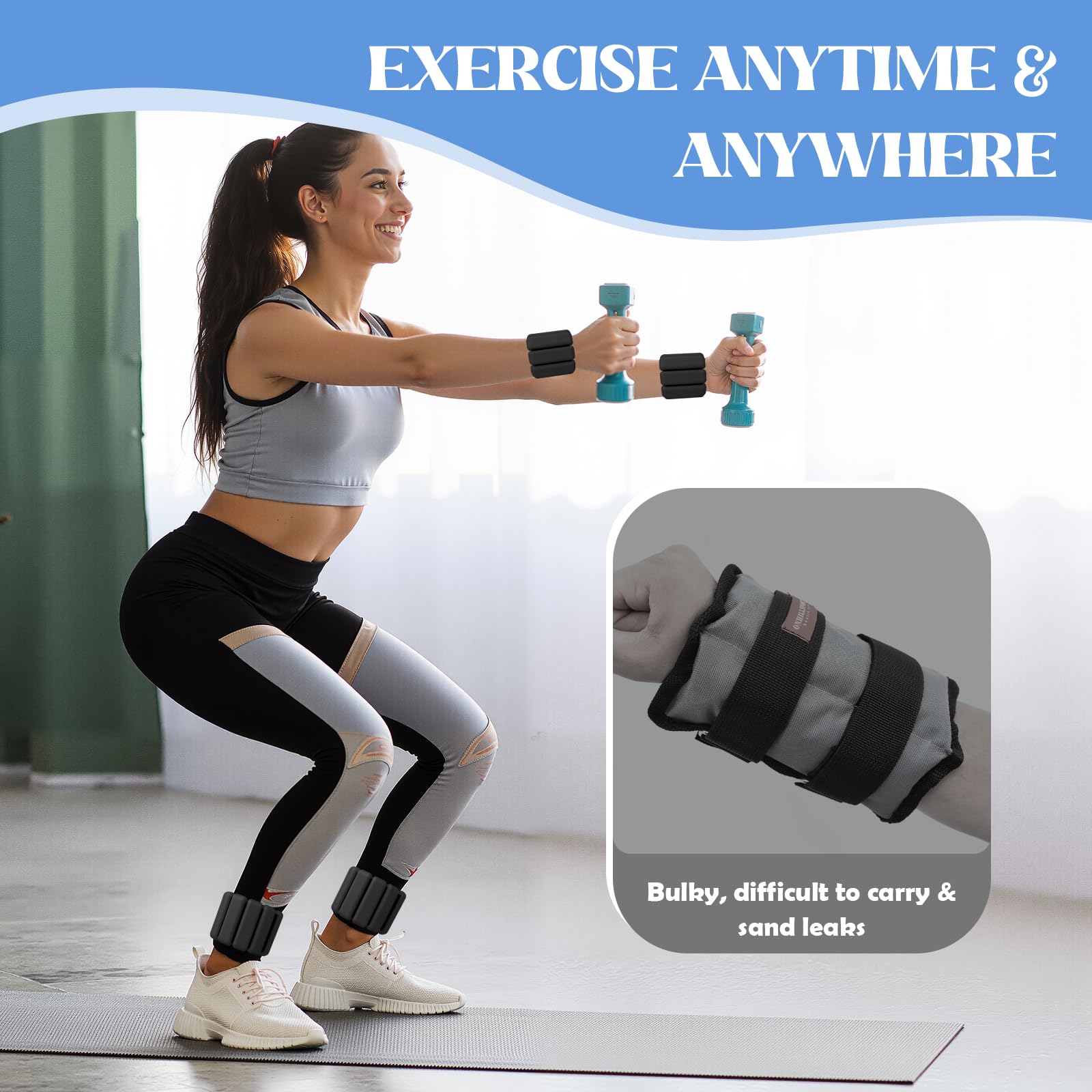 Poids Cheville et Poignet, 2 Pièces (0,45 kg chacun) Ankle Weights, Poids Poignet, Leste Cheville, Poids de Cheville, Poids Pilates, pour Yoga, Danse, Pilates, Aérobic, Marche, Remise en Forme - 4