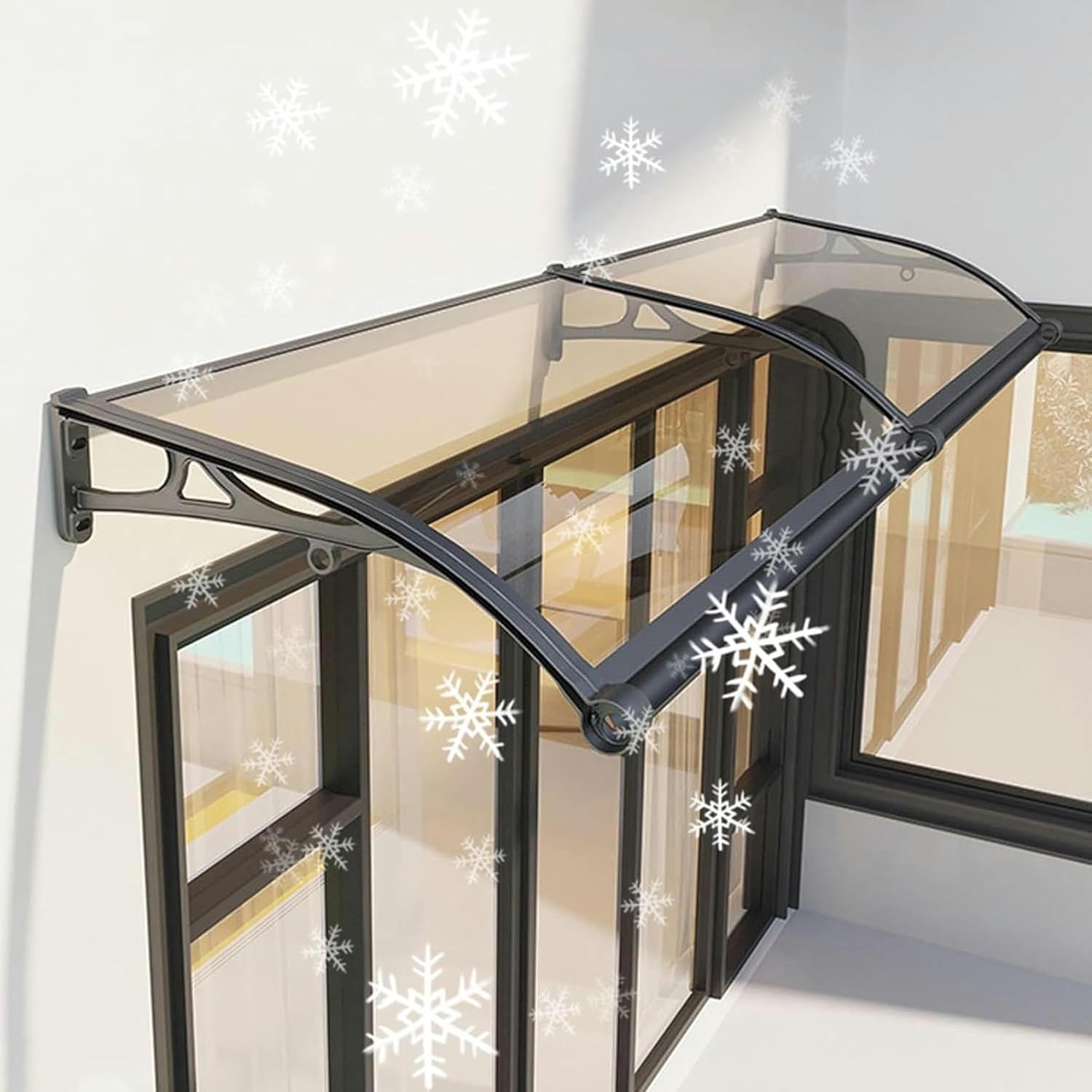 Door Canopy Outdoor Awning, Garden Canopy Patio Porch Awning, Window Awning Door Canopy, Polycarbonate Cover, Uv Rain Snow Protection Awning with Aluminum Bracket (Color : Transparent, Size : 60x80c