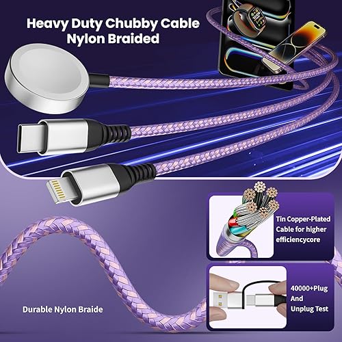 Miniatura 5 de Travel Essentials, cargador de viaje para iPhone 17 y Apple Watch para múltiples dispositivos, carga y sincronización de datos, cargador múltiple