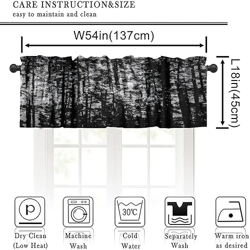 Miniatura 2 de Cortinas de cenefa de bosque gótico, cenefa de cortinas de bosque misterioso con niebla para cocina, dormitorio, sala de estar, 54 x 18 pulgadas