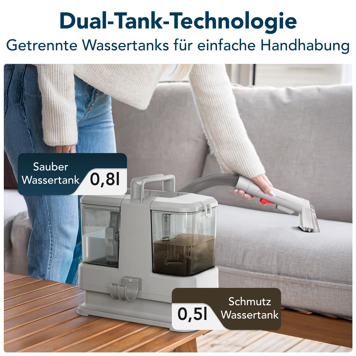 Media Evolution Polsterreiniger Gerät und Nassauger – Kompakter Teppichreiniger und Textilreiniger – Waschsauger für Teppich, Polster Autositze & Sofa