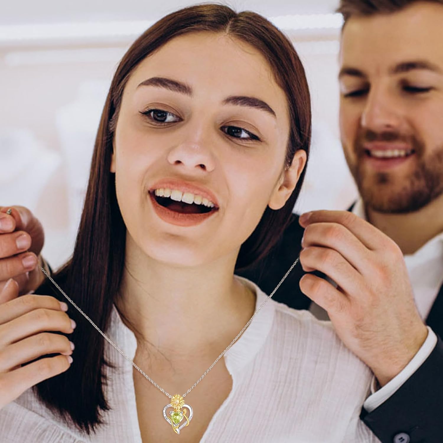 AENEAS Sunflower Necklaces for Women Sterling Silver You Are My Sunshine Necklace Sunflower Birthday Love Heart Mother's Day Gifts for Birthday Mothers Day Christmas Anniversary - Image 5