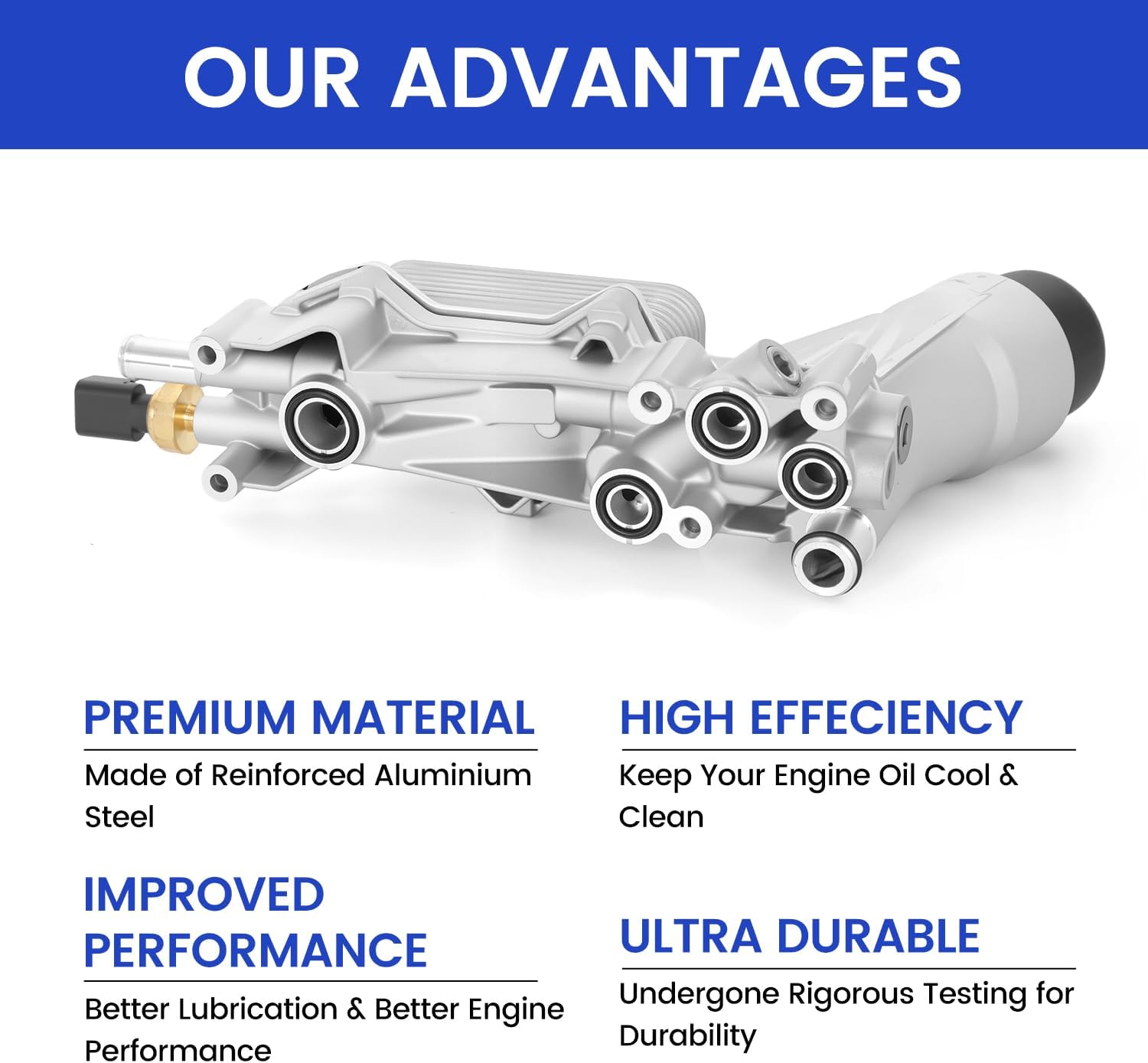926-876 926-959 Upgraded Aluminum Engine Oil Filter Housing with Oil Cooler - Fit For 2011-2016 Chrysler 200 300, Dodge Charger, Grand Cherokee, Wrangler 3.6L V6 Engine - Replaces# 68105583AF