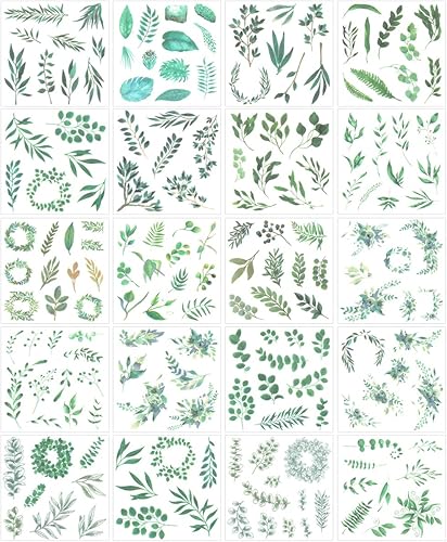 allydrew Washi - Juego de calcomanías para álbumes de recortes, hojas verdes (20 hojas)
