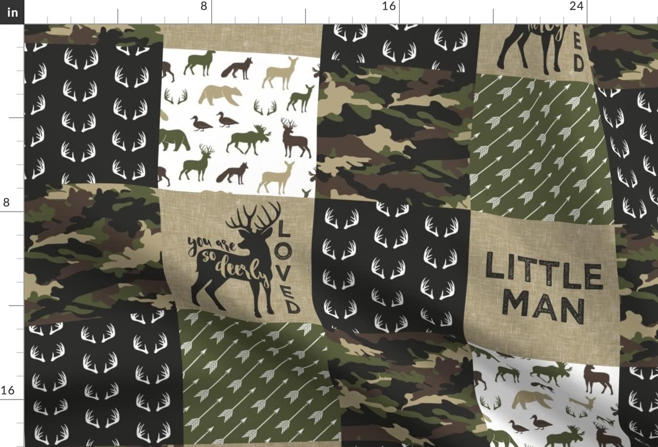 Spoonflower Fabric - Little Man Woodland Wholecloth Camouflage Camo Hunting Deer Boy Printed on Upholstery Velvet Fabric Fat Quarter - Upholstery Home Decor Bottomweight Apparel