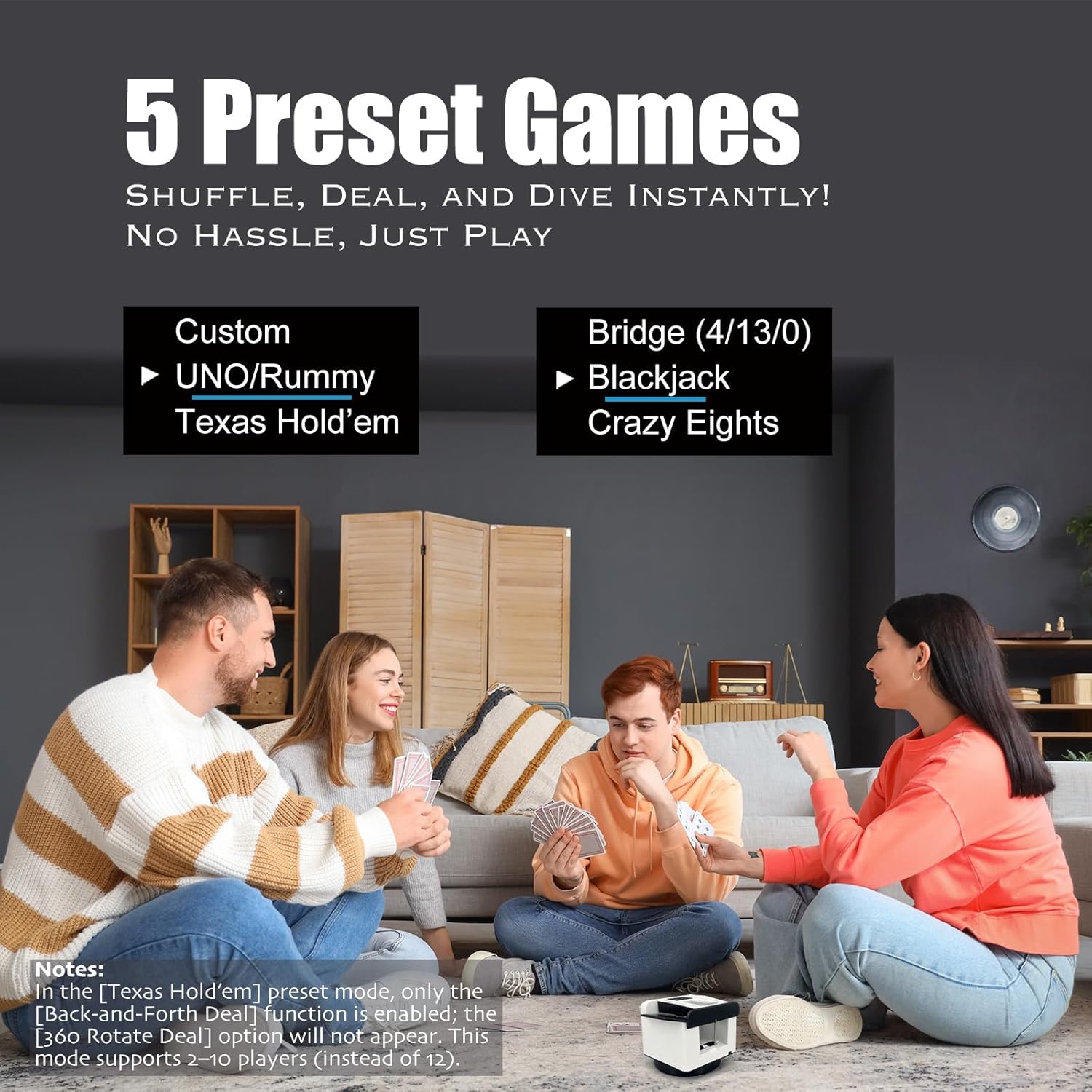 New Smart 3-in-1 Automatic Card Shuffler and Dealer(Support 12 Players) + 12 Wireless Draw Buttons