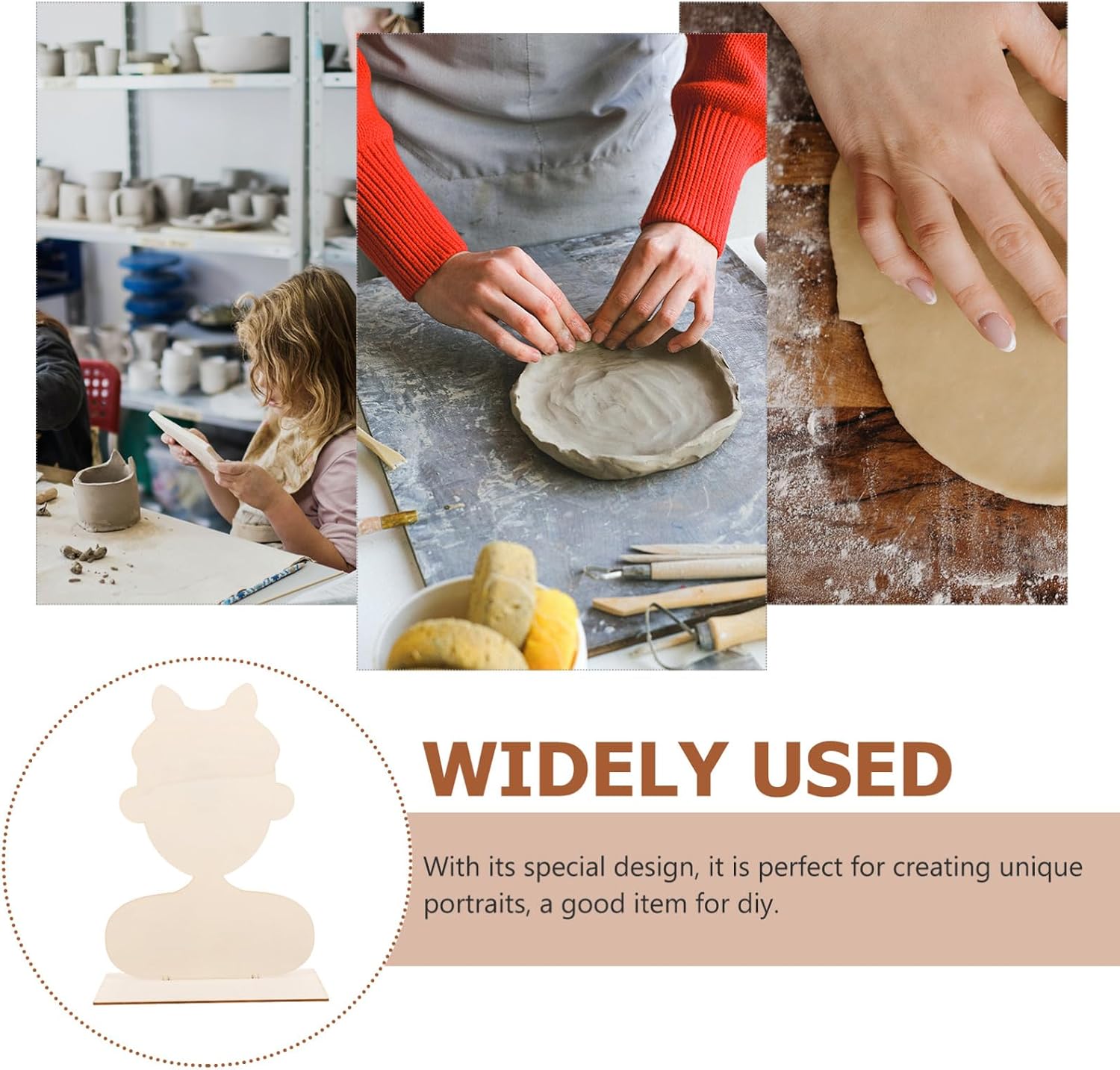 Portrait Clay Board for Art Projects Creative Wood Pottery Crafting Tool for Realistic for Women Handmade Ceramics