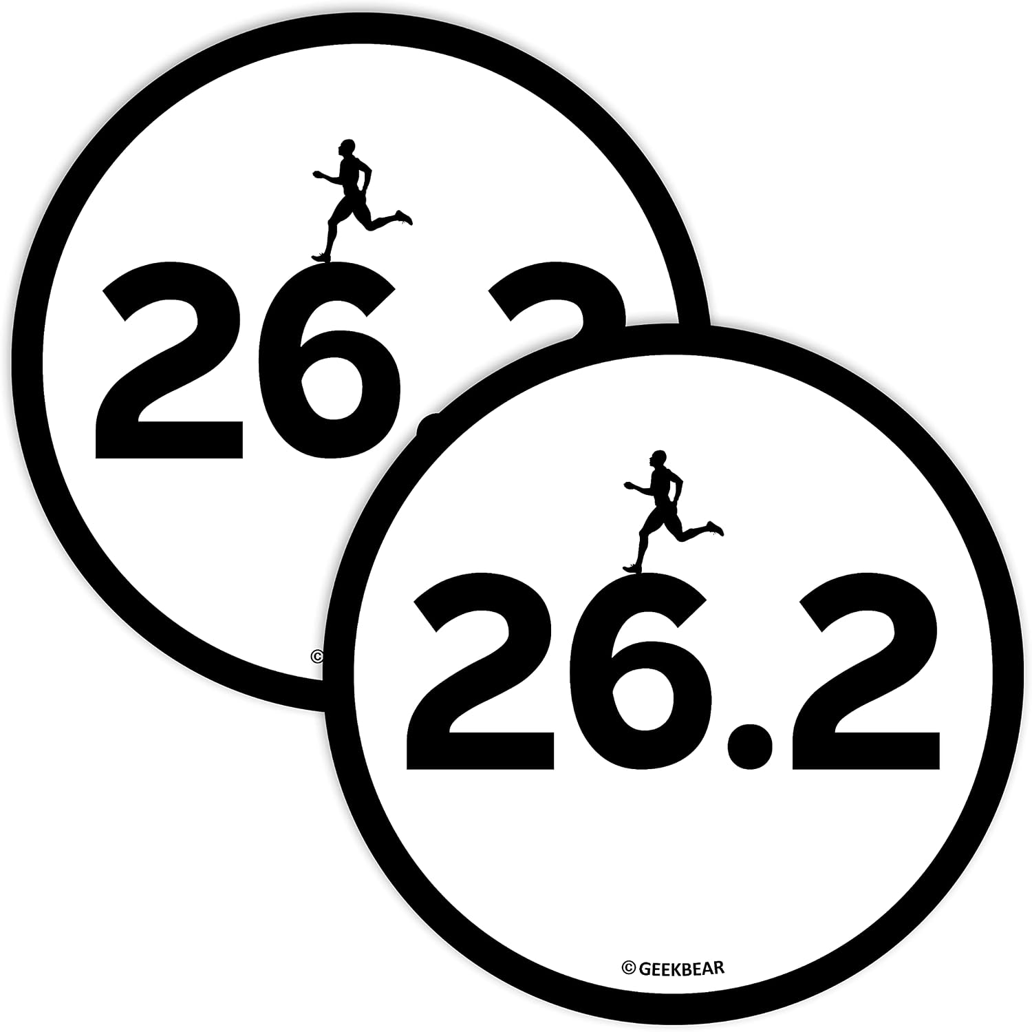 GEEKBEAR 26.2 Marathon Car Magnet (2 Pack) - 4.7" Circular Shape