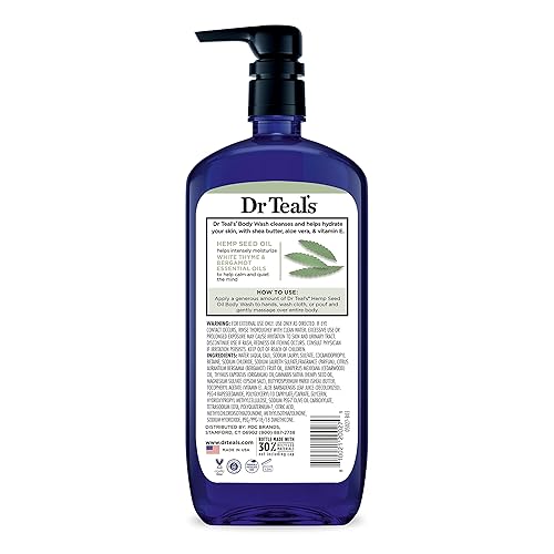 Miniatura 10 de El gel de baño Dr Teal's con pura sal Epsom, aceite de semilla de cáñamo, sativa, cannabis, 24 onzas liquidas (paquete de 4)