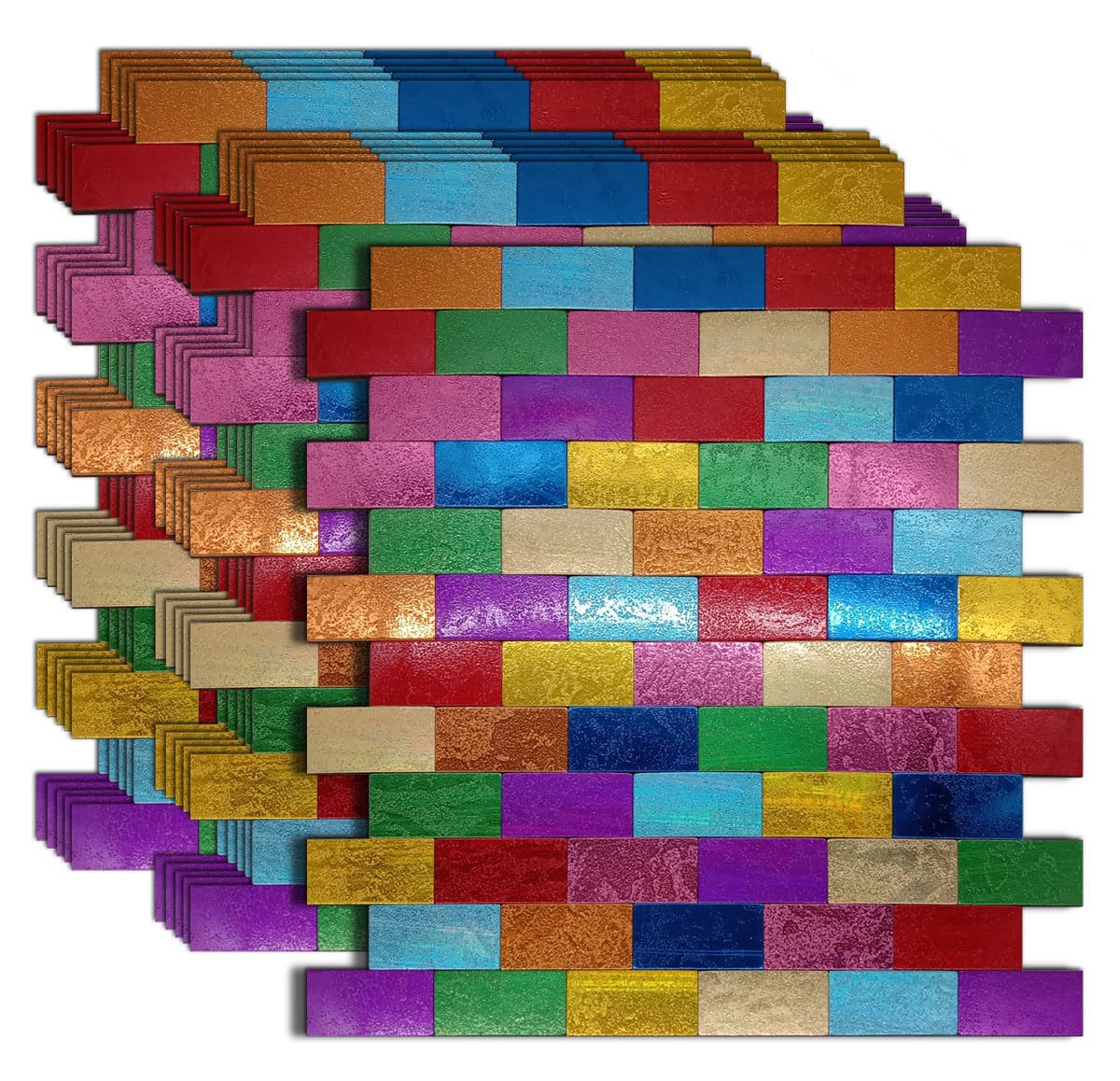 Photo 1 of XUANINY Peel and Stick Backsplash Subway Tiles, Rainbow Colored, 11-Pack