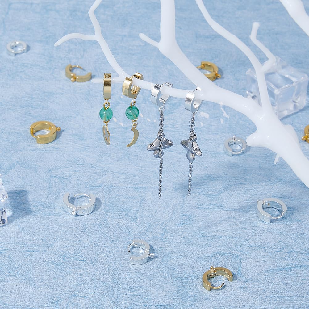 DICOSMETIC 24Pcs 2 Style Acciaio Inossidabile Huggie Hoop Leverback Orecchini Risultati Rotondi Gancio Francese Earwires con Anello Aperto Ipoallergenico Orecchini per La Creazione di Gioielli