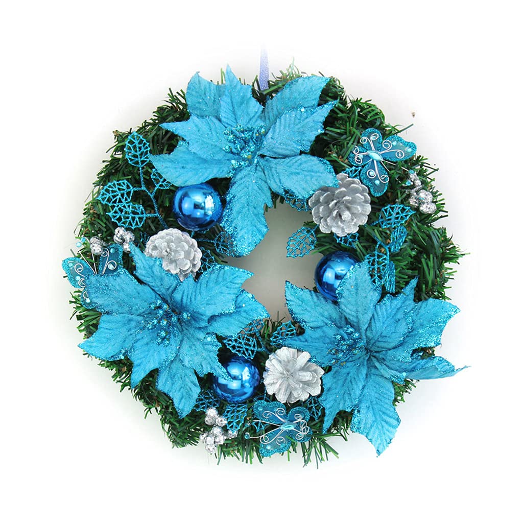 Guirlande de Noël bleue couronne artificielle porte entrée 30cm
