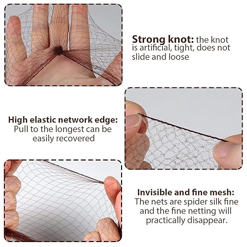 Miniatura 5 de 20 redes para el cabello para mujer, redes invisibles para el cabello con borde elástico (café)