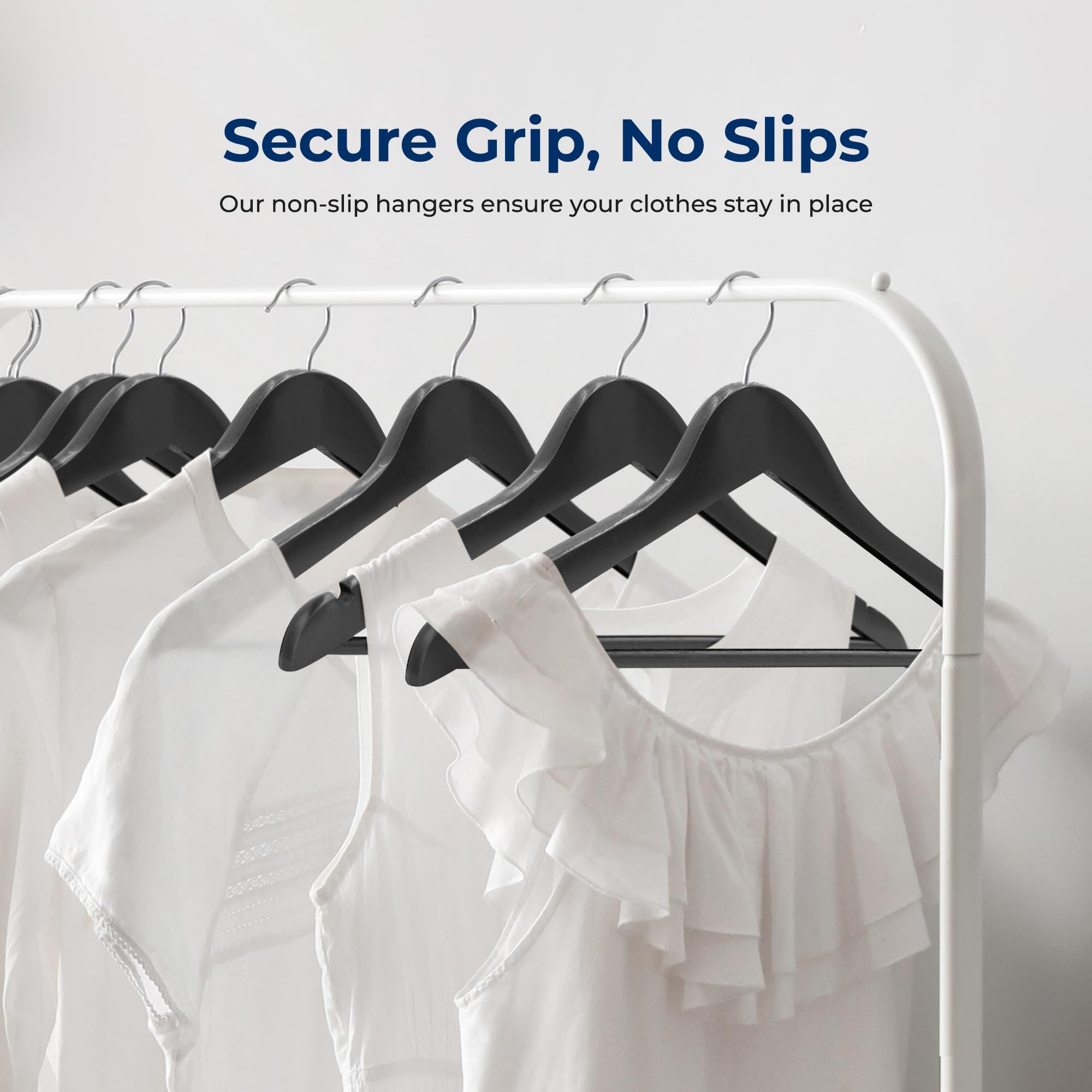 SereneLife Wooden Hangers 10 Pack, Non-Slip, Sturdy, Heavy Duty Suit Hanger Set including 360° Chrome Swivel Hook - Image 3