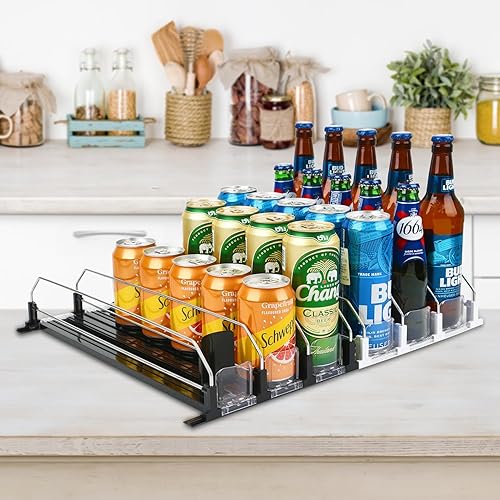 Miniatura 6 de Dispensador de latas de soda para refrigerador, deslizador automático de 3 filas, estante para botellas de refrigerador, organizador de bebidas con