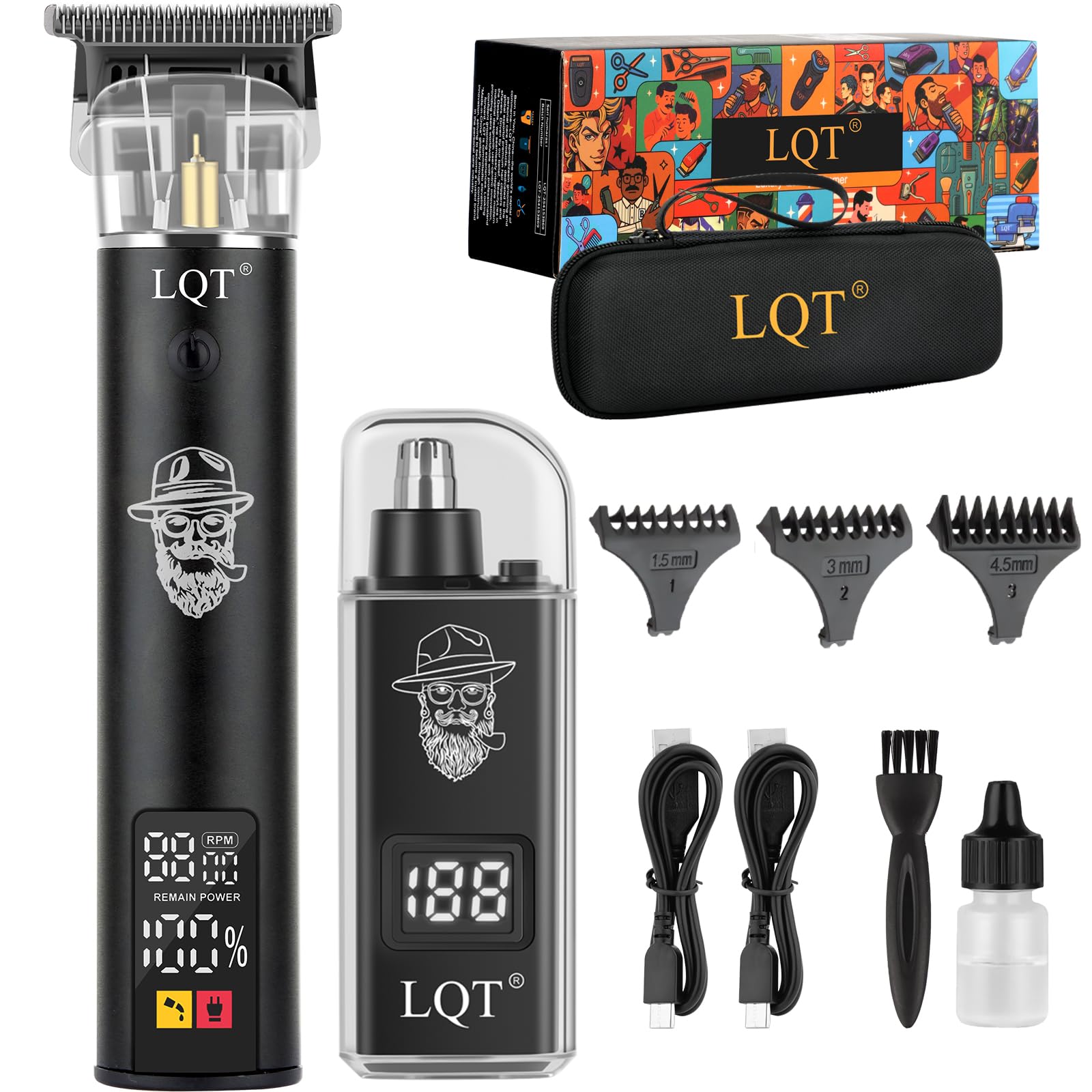Rechargeable Beard Trimmer kit for Mustaches Nose Hair and Light Detailing and Grooming with Bonus Wet Dry Battery