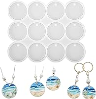Mabor 12-Cavity 1.38" Round Silicone Resin Mold with Holes - Keychain, Pendant, Earring DIY Epoxy Casting Molds