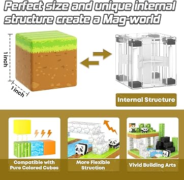 Magnetic Blocks-Build Mine Magnet World Panda Edition STEM Toys for Kids 3+