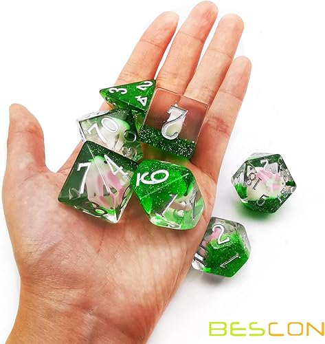 Miniatura 7 de Bescon - Juego de dados de gran tamaño para animales DND, juego de dados gigantes poliédricos de conejo de 7 piezas, dados de gran tamaño para