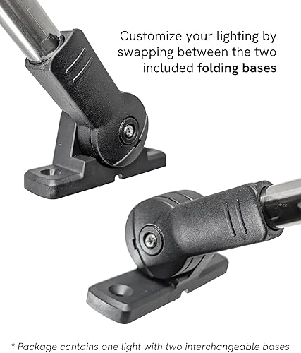 Miniatura 2 de Pactrade Marine Luz de popa de anclaje plegable ajustable con LED de navegación LED de acero inoxidable con poste de pontón (bases plegables dobles