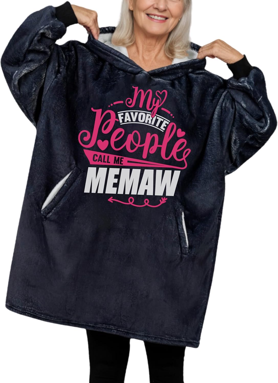 Memaw Gifts for Grandma, for Mother's Day, Wearable Blanket Hoodie, Oversized Hooded Blanket, Cozy, Warm, One Size - Call Me