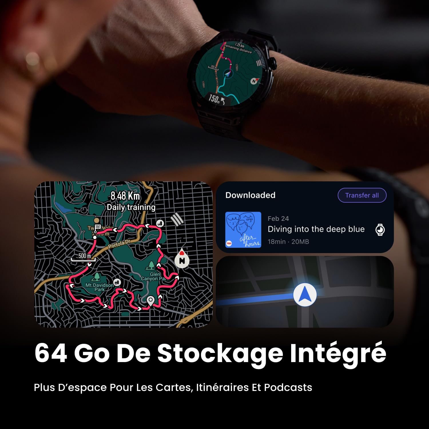 Amazfit Balance 3 Montre connectée GPS 48 mm, écran AMOLED 1,5" avec Verre Saphir, NFC, Batterie 21 Jours, Lampe Torche, 64 Go Stockage, Cartes, HYROX, pour Android et iPhone, Acier Inoxydable