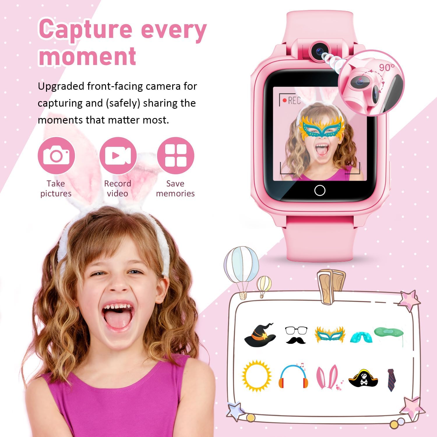 Smart Watch for Kids, Kids Watch Toys with 26 Games Camera Video Recorder Music Alarm Calculator Calendar Flashlight Stopwatch Pedometer, Education Toys for 4-16 Year Olds, Gifts for Boys Girls, Pink - Image 2