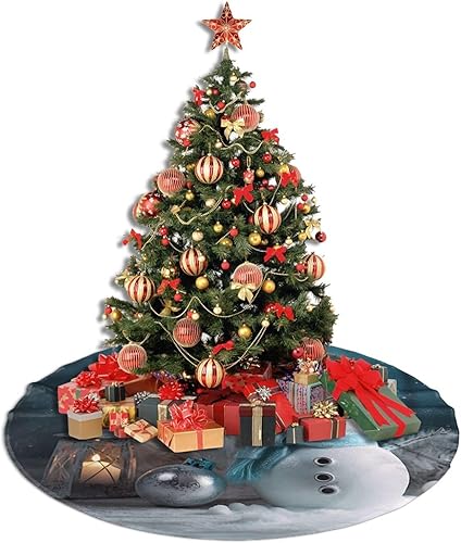 Miniatura 5 de Faldones de árbol de Navidad, muñeco de nieve, nieve, árbol de Navidad, faldas de árbol de Navidad de 36 pulgadas, tapetes de tela para decoración